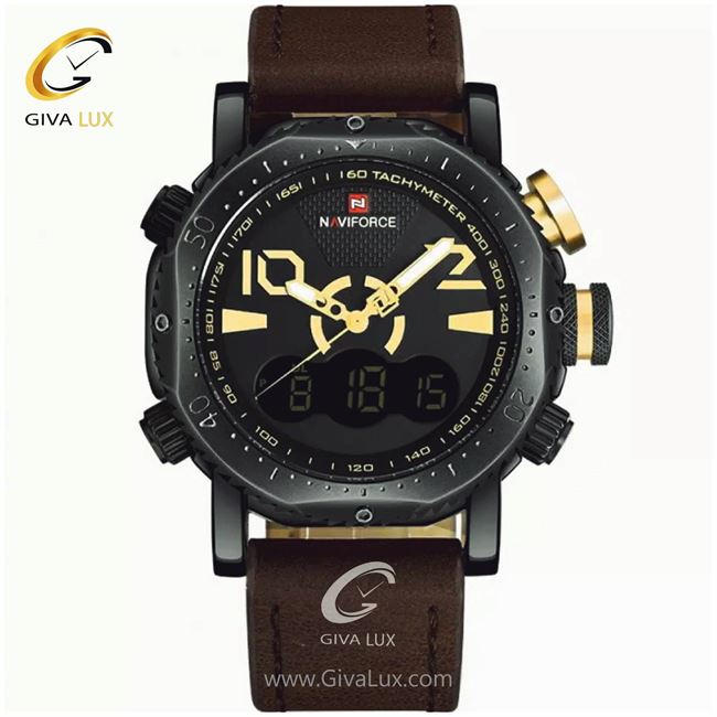 ساعت مچی اورجینال مردانه ناوی فورس|Naviforce|نوی فورس|نیوی فورس دو زمانه مشکی | قهوه ای| مشکی| کد رفرنس nf9094